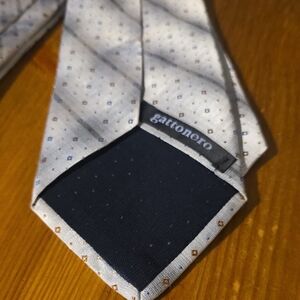 White and Blue Patterned Men's Tie